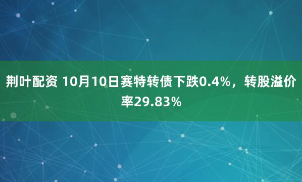荆叶配资 10月10日赛特转债下跌0.4%，转股溢价率29.83%