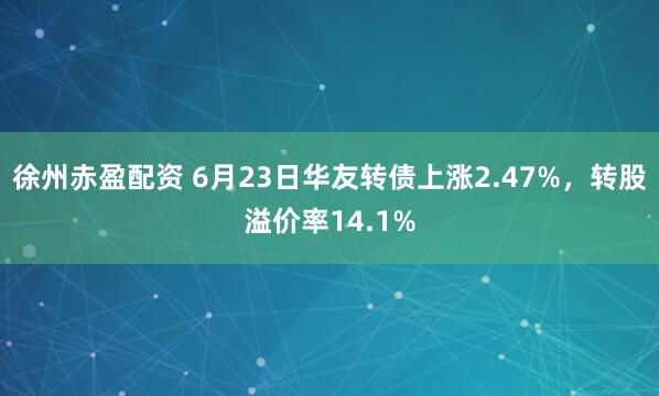 徐州赤盈配资 6月23日华友转债上涨2.47%，转股溢价率14.1%